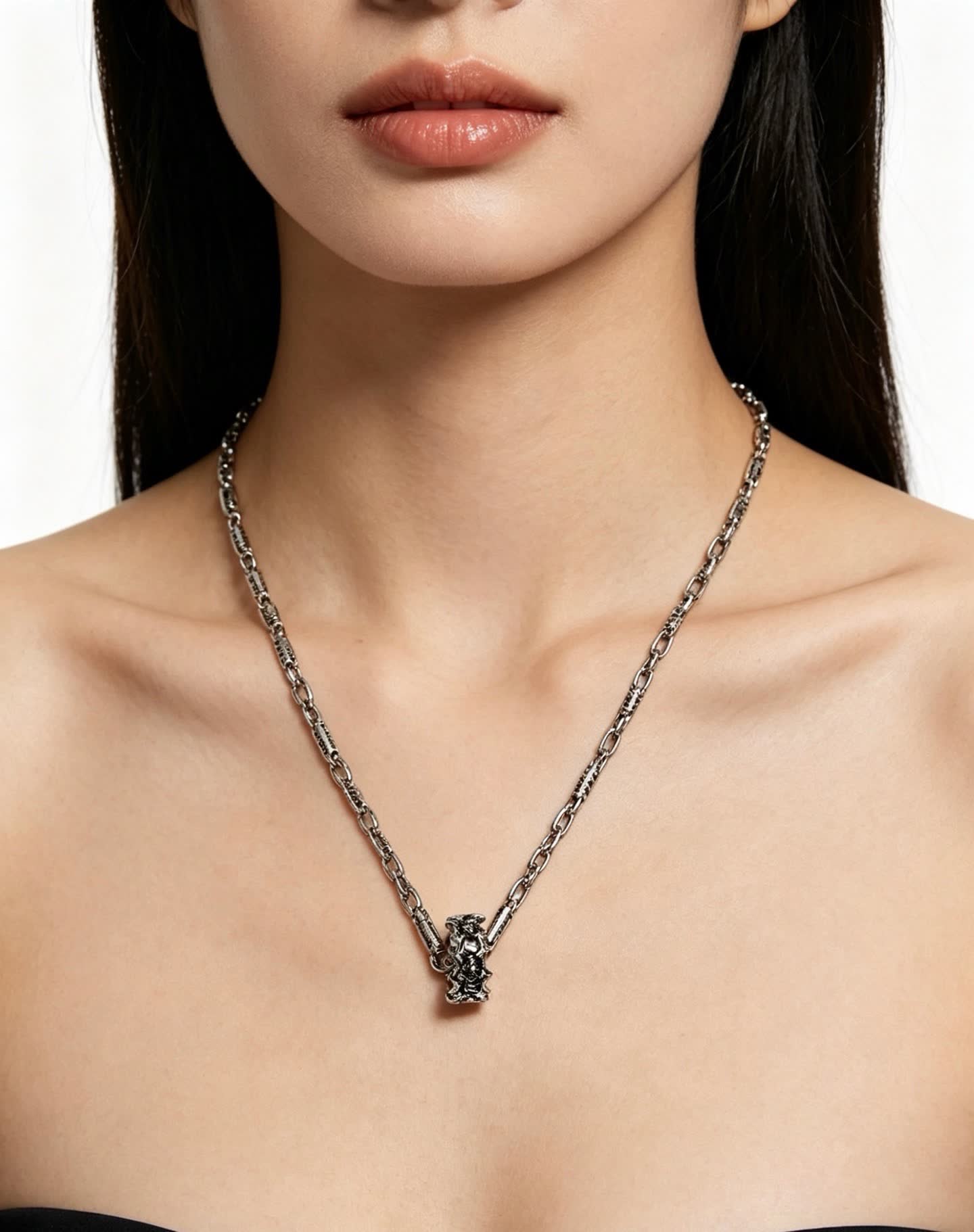 Louis Vuitton Silver Chain Necklace with Flower Clasp